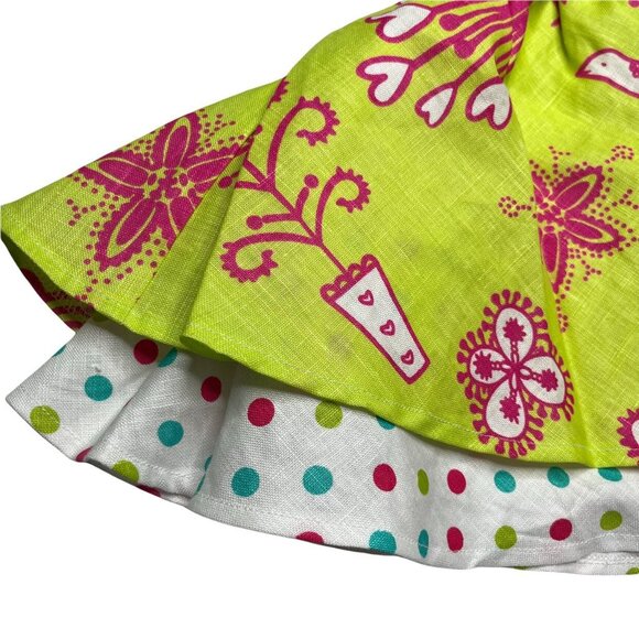 Greggy Girl 2 Pc Outfit Girls Lime Green Pink Linen Flare Top Pants Size 4 - Picture 9 of 9